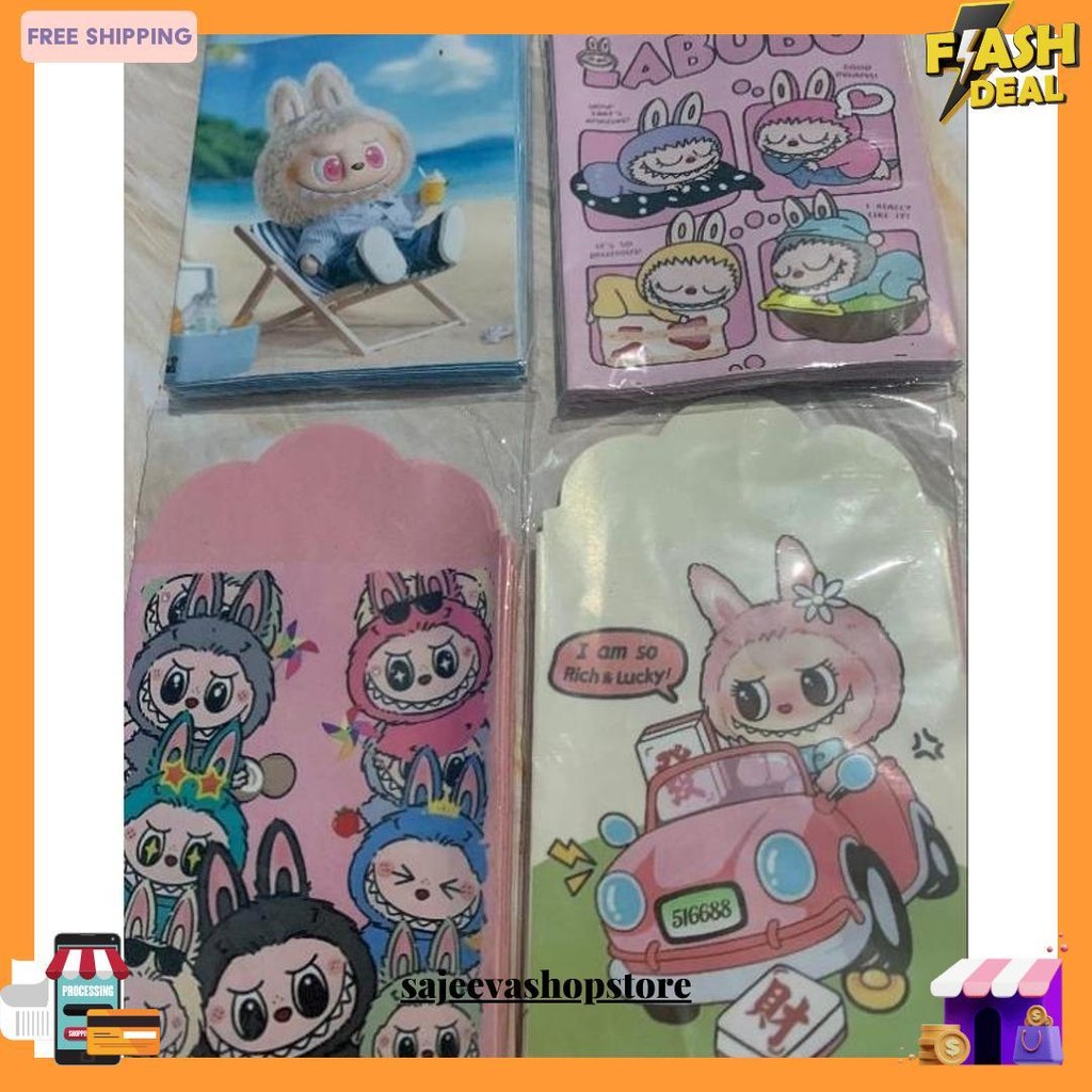 

(Paket Usaha) 100Pcs Amplop Lebaran Labubu Siap Pakai/ Siap Jual Siap Kirim