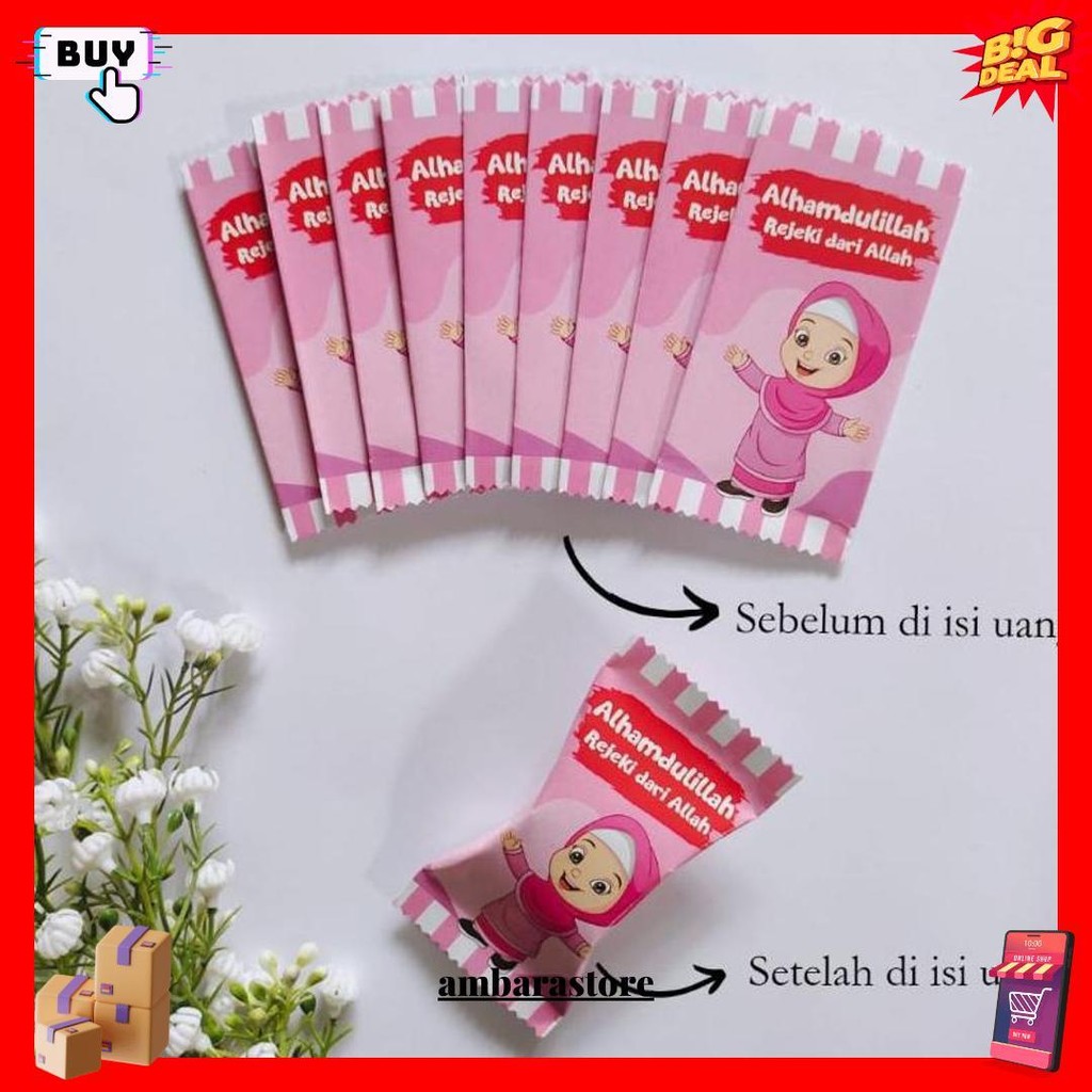 

100Pcs Amplop Viral Lebaran Idul Fitri Model Permen Siap Pakai Thr Banyak Motif Dan Karakter Terlaris
