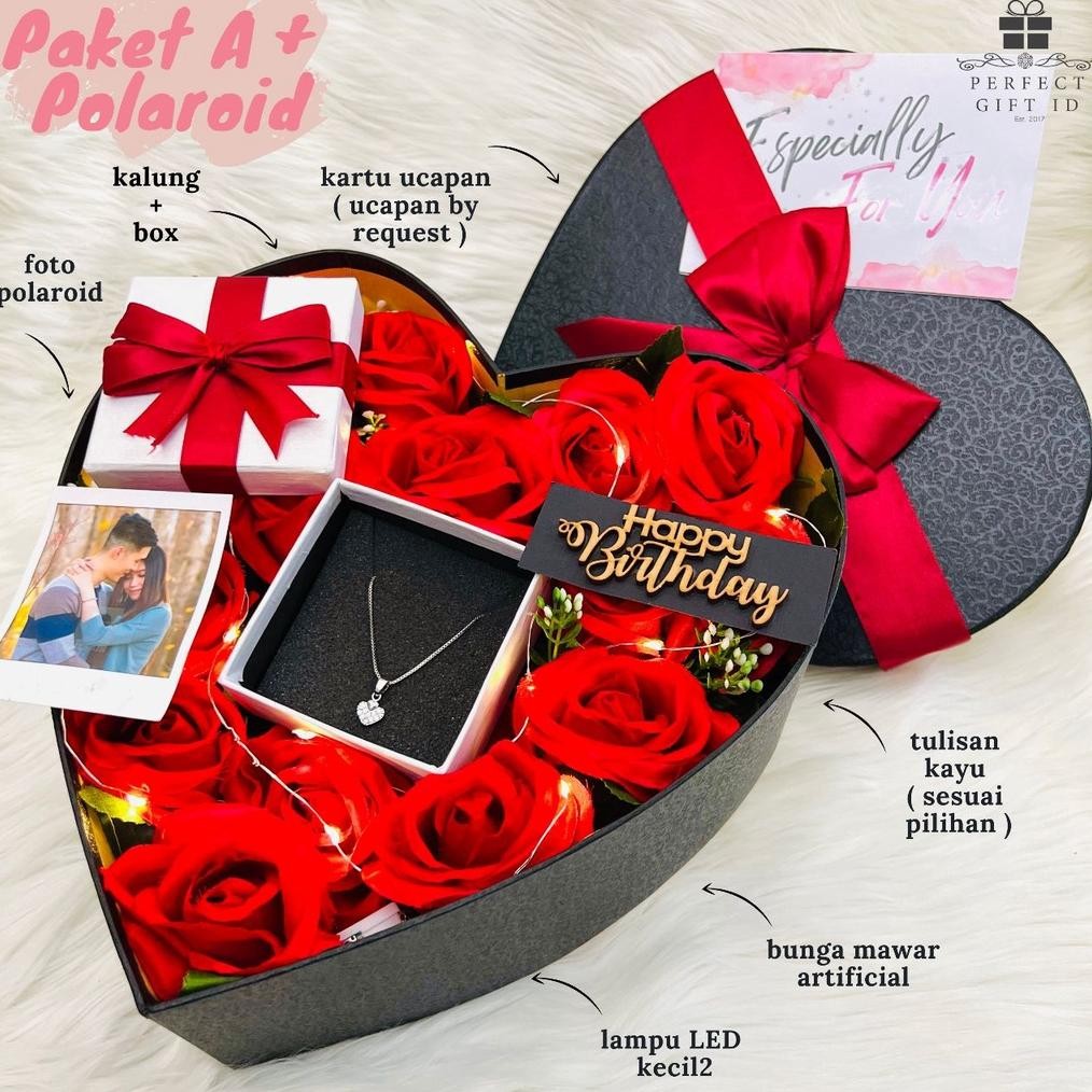

SALE Kado Ulang Tahun Kado Anniversary Hadiah Ulang Tahun Hadiah Anniversary Box Love Bunga Box Isi Kalung AS25