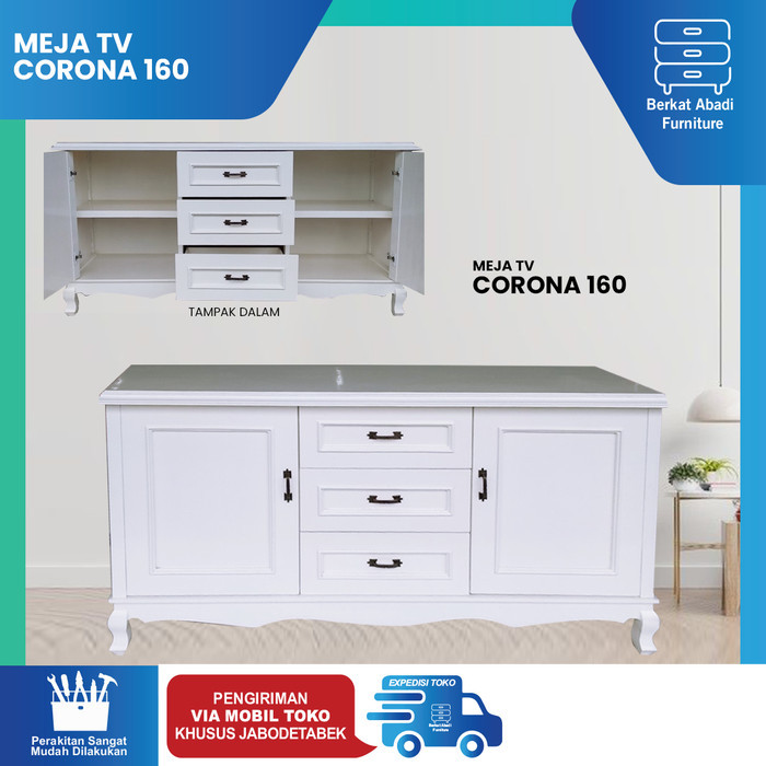 Meja Tv Rak Tv Bufet Tv Lemari Tv Minimalis Putih Kayu Bukan Partikel