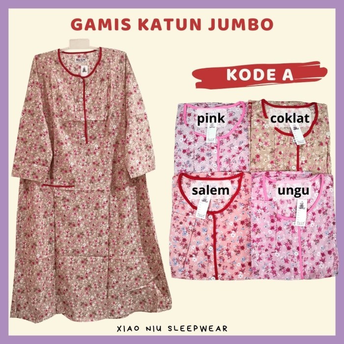 Gamis Katun Jumbo Siu Lie XL / Baju Tidur Long Dress Wanita