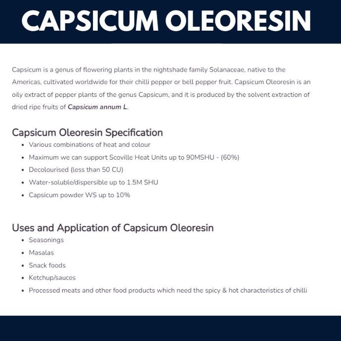

Capsicum Oleoresin 1 Juta SHU Oil Soluble / Chilli Extract - 1 Kg GT