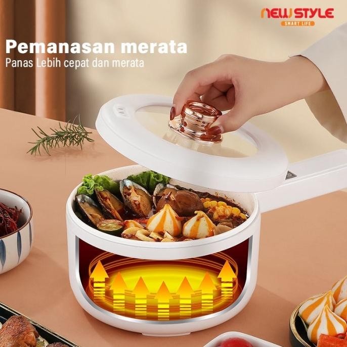 Newstyle Panci Listrik Y25 Panci Elektrik Lapisan Keramik Anti Lengke Terlaris