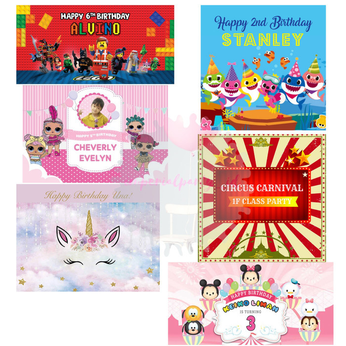 CUSTOM BIRTHDAY BACKDROP BANNER SPANDUK ULTAH 2X1 M