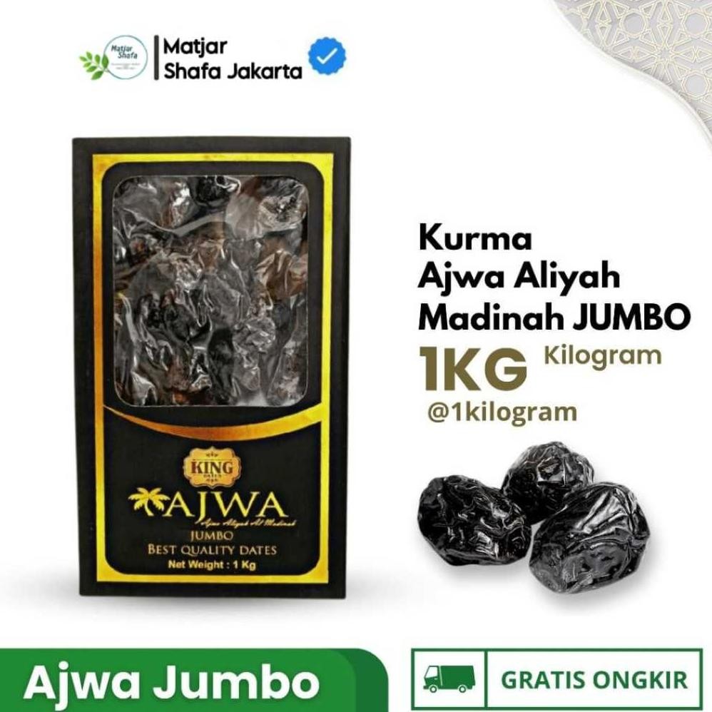 

King Dates - Kurma Ajwa Aliyah Madinah Original Asli Jumbo Premium 1kg