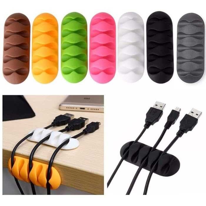 Klip Perapih Kabel Usb Charger Tempel Dinding / Meja Serbaguna - Perapi Penata Kabel Organizer Cable