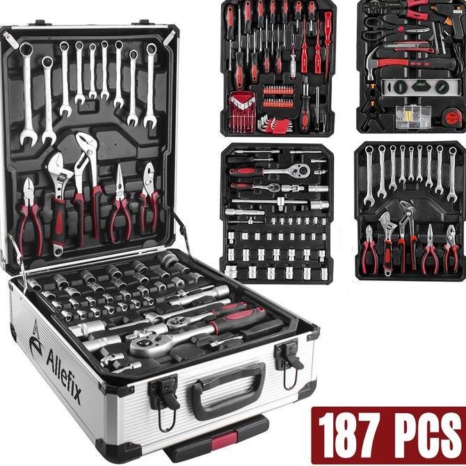 Reaim Tool Kit 187 Pcs 1/2 1/4 Inci Kunci Set Socket Set Perkakas Bengkel Dan Rumah Koper Lengkap Ba