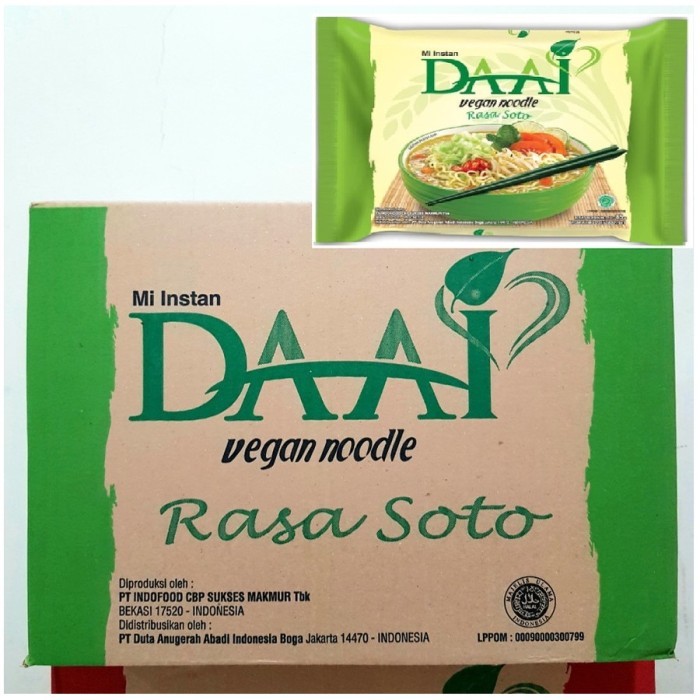 

TERLARIS MIE INSTAN DAAI VEGAN RASA MI SOTO 1 DUS ( 40 PCS ) / VEGAN NOODLE MURAH!!! MURAH