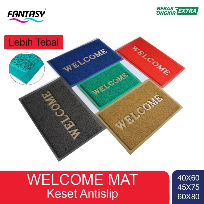 

TERLARIS FANTASY KESET DOORMAT WELCOME 45 X 75 CM KESET PINTU MIE BIHUN KESET ANTISLIP MURAH!!!