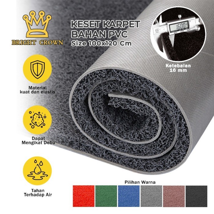

TERLARIS BRIGHT CROWN KARPET KESET MIE BIHUN PVC 100X120CM ANTI SLIP TEBAL 16MM BISA CUSTOM UKURAN