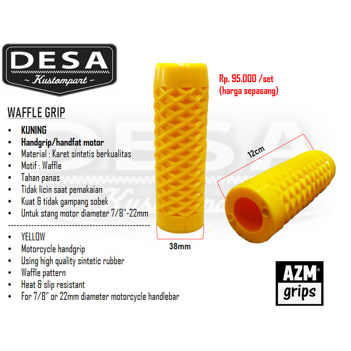 HANDGRIP HANDFAT GRIP MOTOR WAFFLE VANS KUNING BARU