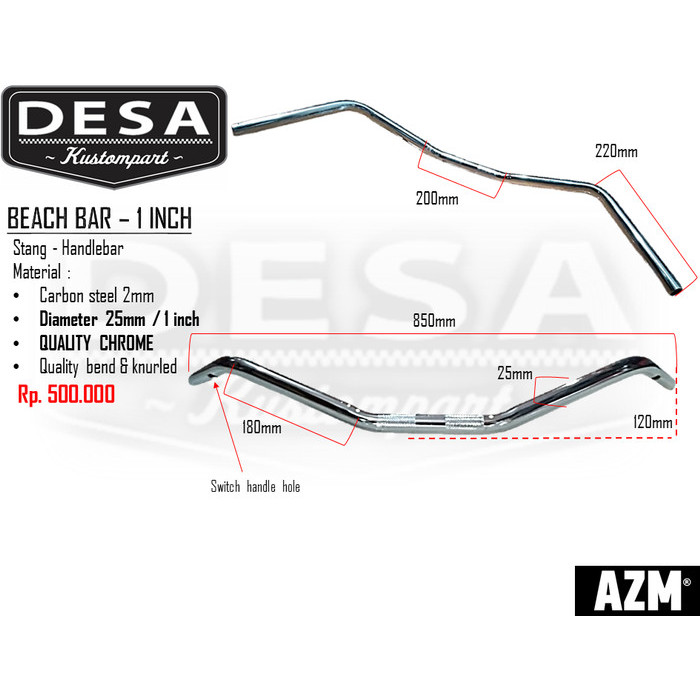 STANG CUSTOM STANG MOTOR STANG HARLEY STANG HD BEACH BAR CHROME PREMIUM