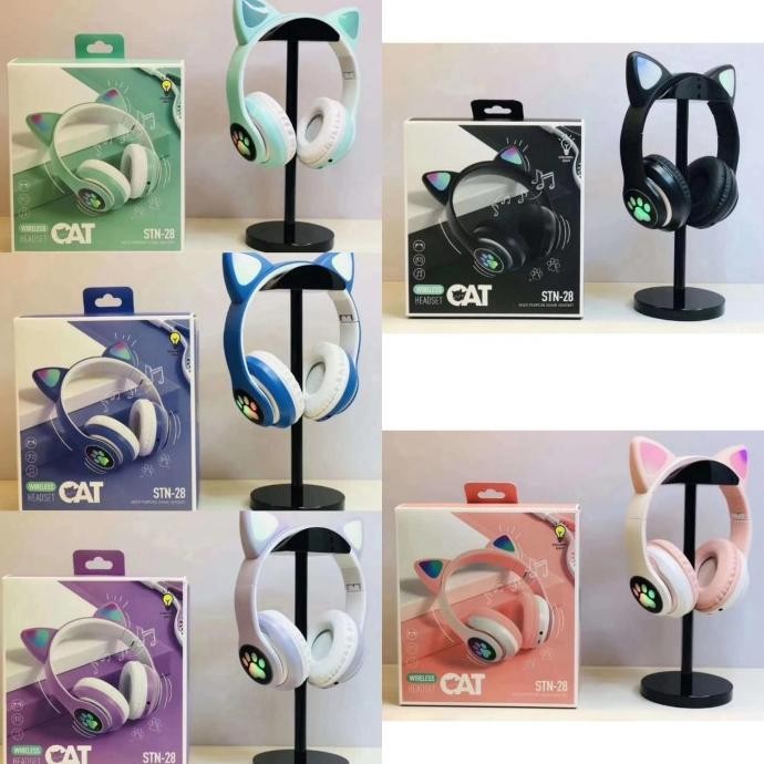 Cat Ear STN28 Headphone Gaming Bluetooth Wireless Cat Ear headset Terlaris