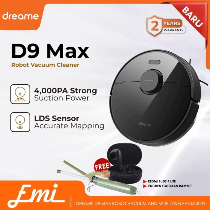 Dreame D9 Max Robot Vacuum and Mop LDS Navigation Mapping Mobile App 4000Pa