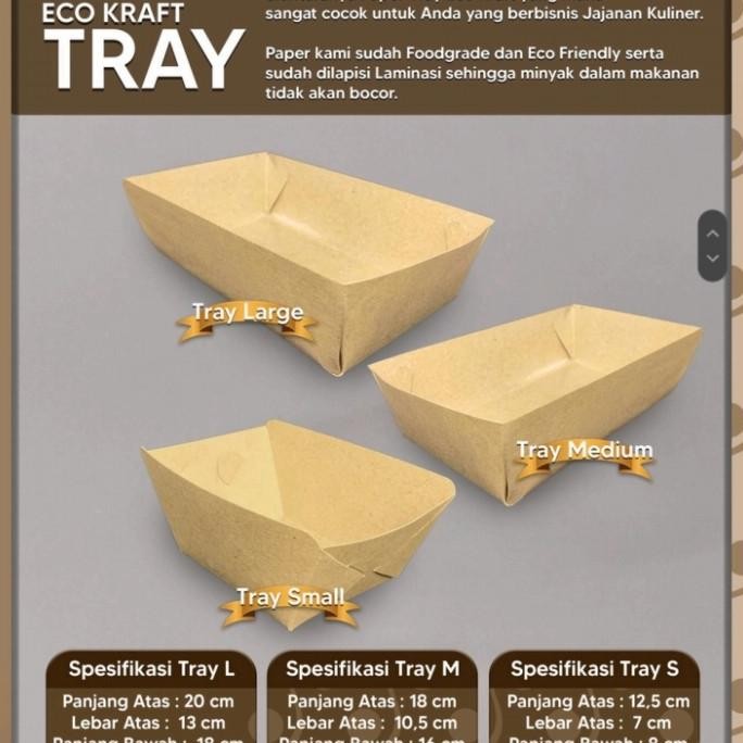 

Food Tray Pack Paper Kraft Tempat Snack Kentang Nugget Ukr S Isi 100 Original