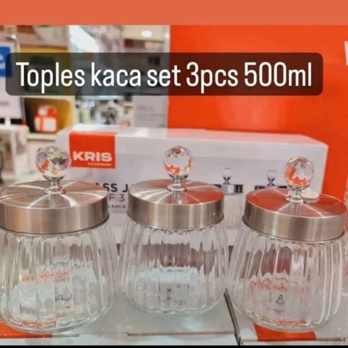Kris 500 Ml Set 3 Pcs Stoples Kaca/GLASS CANISTER JAR SET 500ML (3)