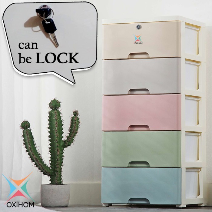 Oxihom Lemari Plastik Lemari Pakaian Laci Plastik Kabinet Storage
