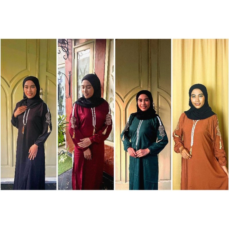Big Sale  Abaya Hitam Gamis Arab Saudi Terompah Dubai Bordir Komputer Kombinasi Renda All Size