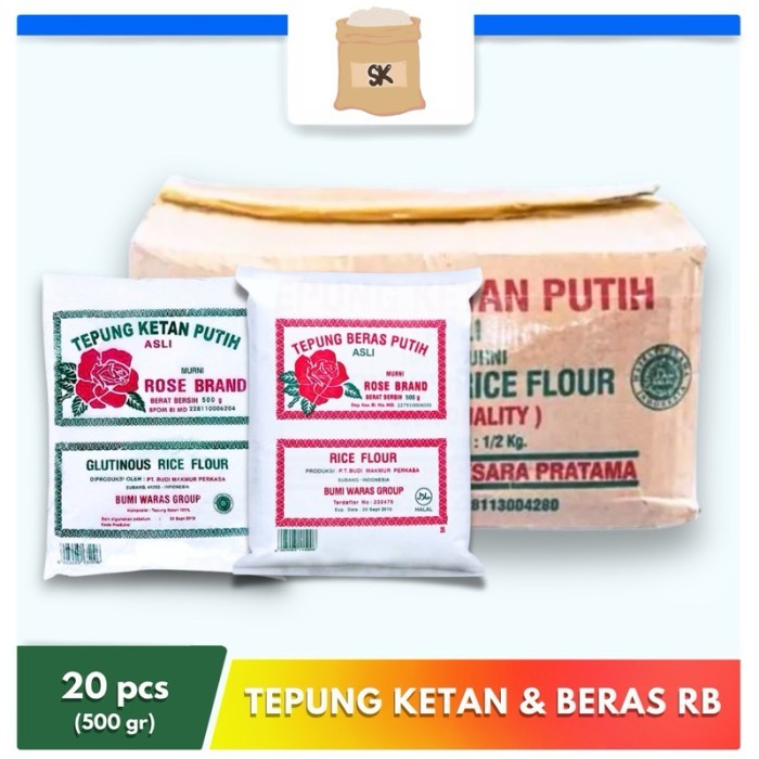 

TERLARIS 1 KARTON DUS TEPUNG KETAN / BERAS PUTIH ROSE BRAND [20 PCS X 500 GR] MURAH!!! MURAH