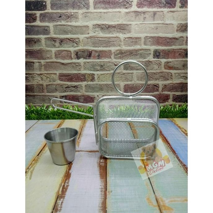 

Mini Tempat Saji Kentang Goreng Dgn Tempat Saos Stainless Gagang Satu Original