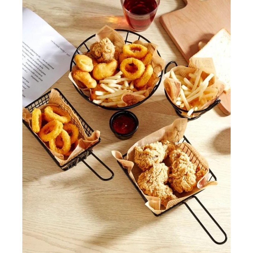 

Fries Serving Basket | Keranjang Kentang Goreng Mini Bulat Diameter 20 Original