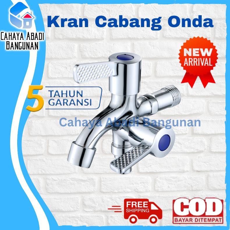 dap Kran Keran Air Double Cabang 2 Mesin Cuci Shower Kamar Mandi Chrome ONDA K-TUL 1/2"