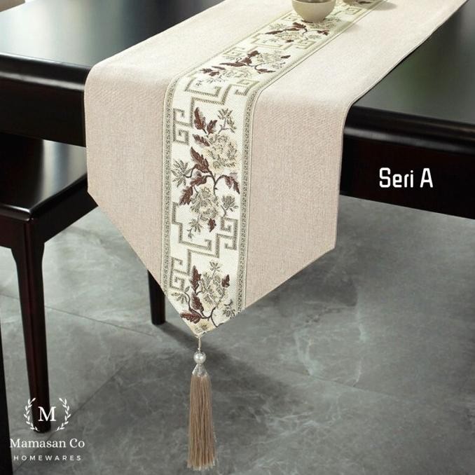 CNY Imlek Table Runner Cover Jacquard |  Dekorasi Taplak Meja Imlek