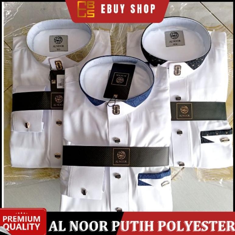 geo Jubah Putih Alnoor Poliester / Gas Putih Alraz Manset / Jubah Alnoor Lengan Panjang / Jubah Alno