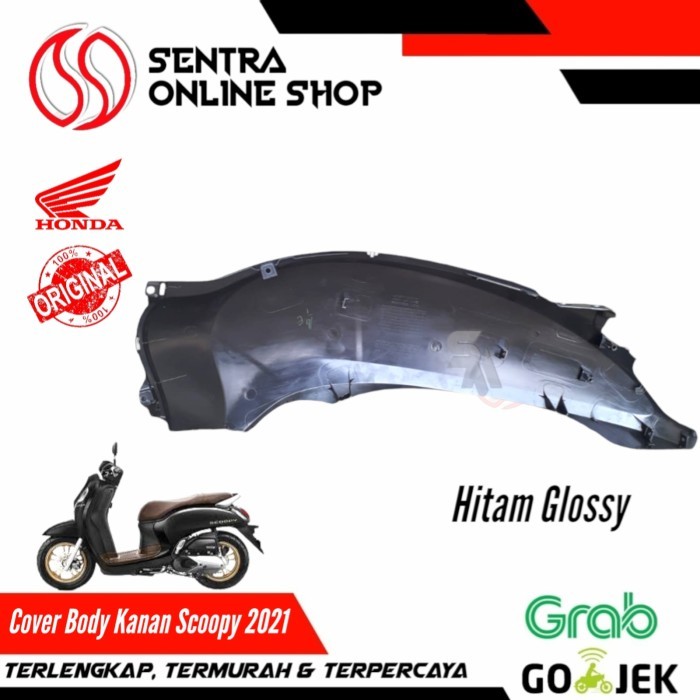 Cover Body Bodi Kanan Scoopy New Prestige 2021 Hitam Glossy Original Termurah Langka