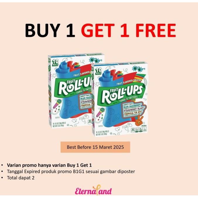 

READY STOCK FRUIT ROLL-UPS VARIETY PACK - PERMEN ANEKA RASA !!!!!