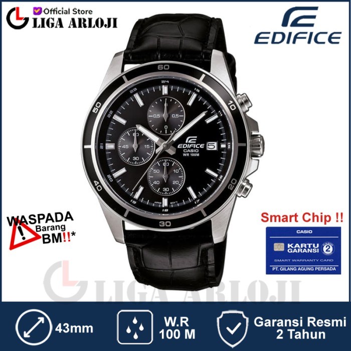 Casio Edifice Efr-526L-1Avudf - Jam Tangan Pria - Hitam Kulit Efr526L