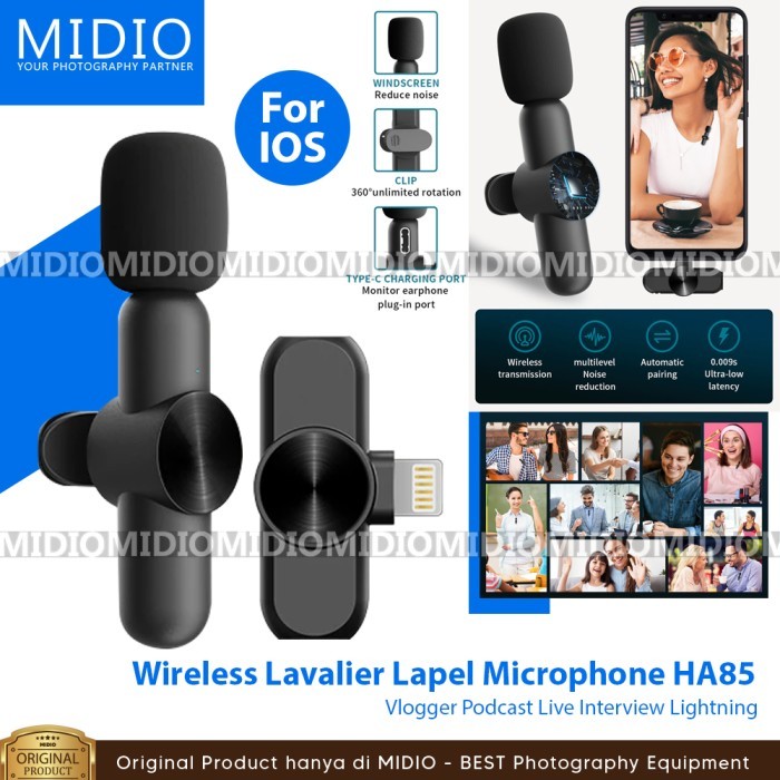 Bright Wireless Microphone Wl16 Mic Clip On Hp Type C / Iphone