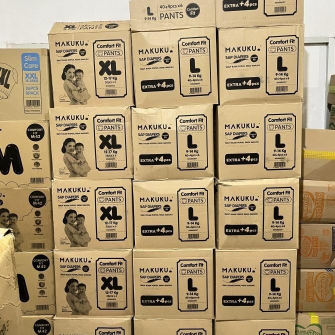 || PROMO POPOK BAYI / PAMPERS ~`~ Makuku Diapers Makuku Comfort Fit Jumbo M42 /L40 /XL38 PANTS ||~~~