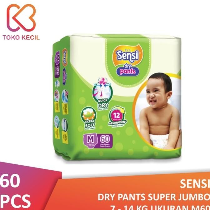 || PROMO POPOK BAYI / PAMPERS ~`~ Sensi Dry Pants Super Jumbo M60 ||~~~