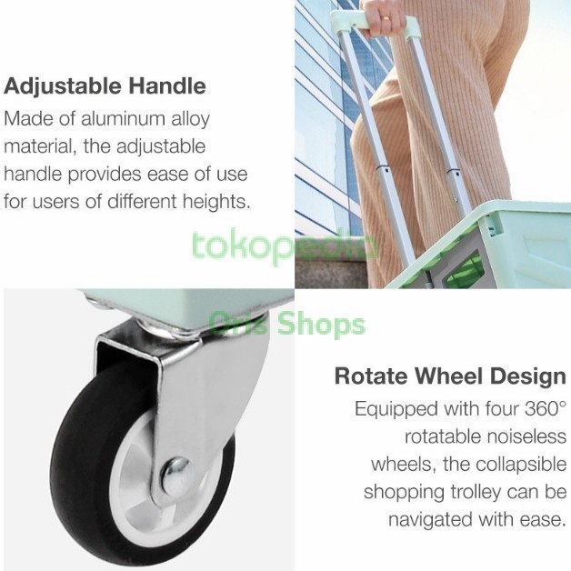 IUIGA - Collapsible Shopping Trolley Keranjang / Koper /Tas Belanja