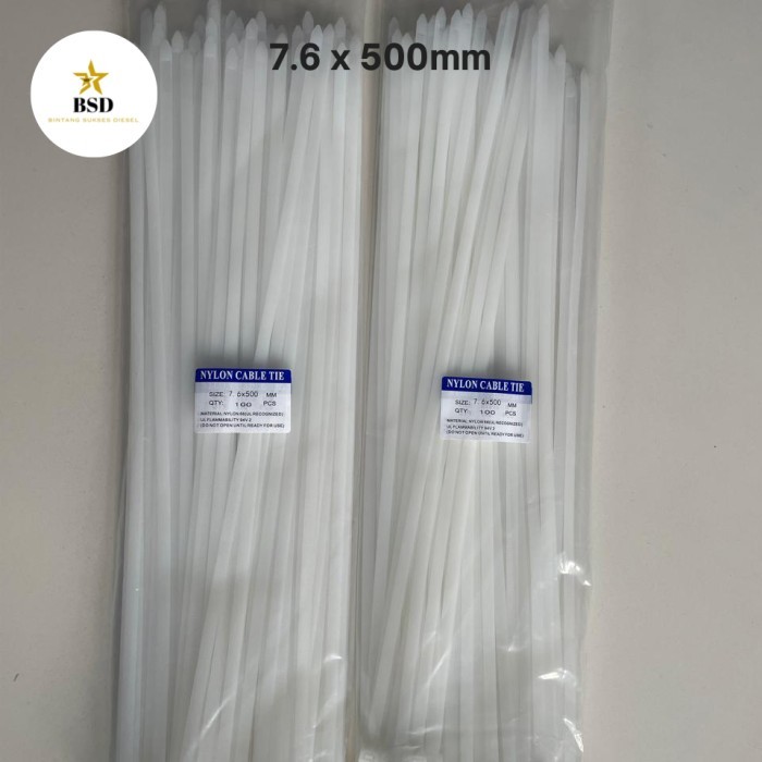 

TERBARU! Kabel Ties Cabel Tie 7.6 x 500mm (50cm) Warna Putih/Hitam 100pcs CV500Nylon Kabel Tie Cabel