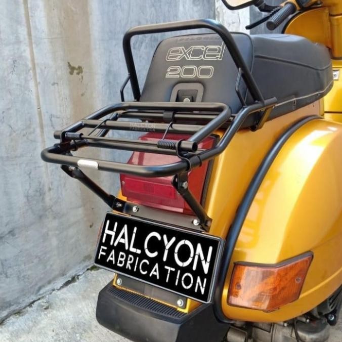Promo HALCYON backrack/rak belakang vespa px black coating COD