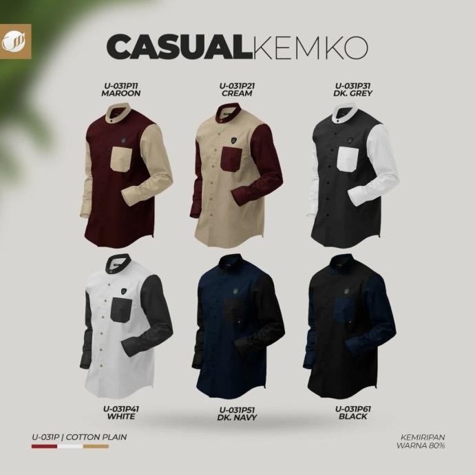 Samase Kemko Casual Baju Kemeja Koko Muslim Pria Lengan Panajang U031 Store_Marudut