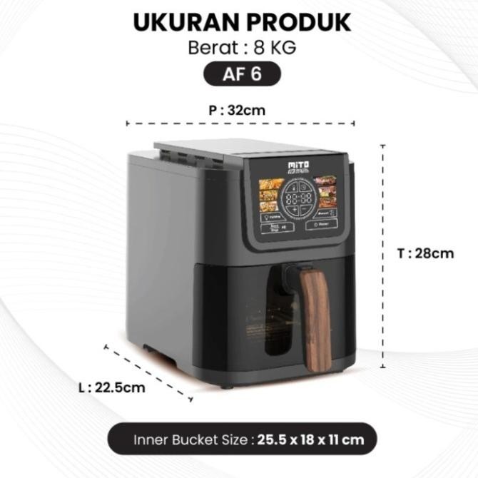 Mitochiba Air Fryer Af - 6 Kapasitas 5Liter Digital Makobeli