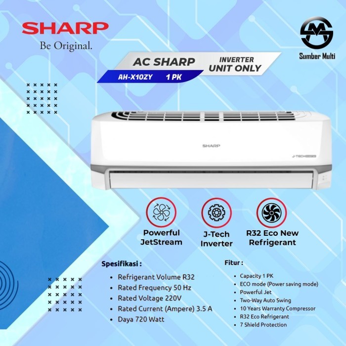 AC SHARP AH - X 10 ZY 1 PK INVERTER HARGA AH-X10ZY UNIT ONLY