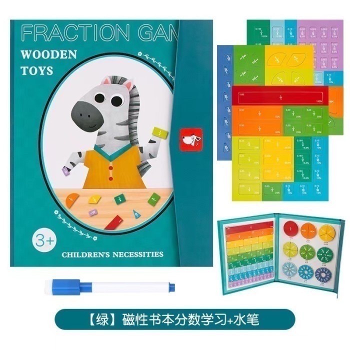 MAINAN ANAK BUKU BELAJAR PECAHAN MAGNETIC WOODEN FRACTION TRAVEL TOY