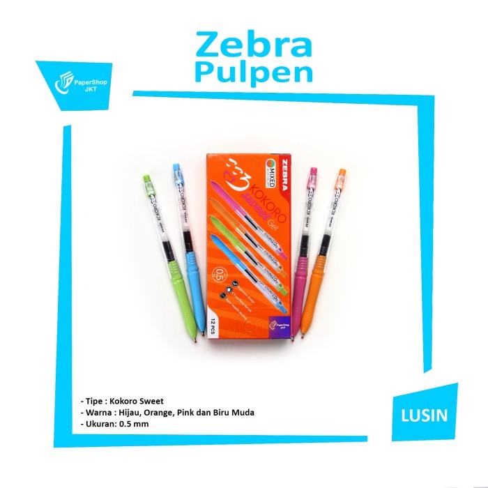 

PULPEN GEL ZEBRA KOKORO SWEET 0.5 GROSIR PERLUSIN!