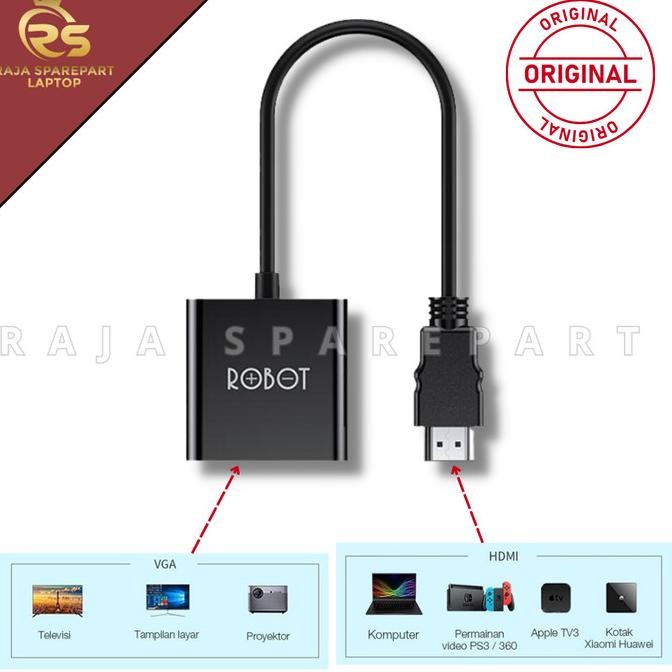 BARU CONVERTER ADAPTER HDMI TO VGA 1080P ROBOT RHV10 KABEL HDMI TO VGA