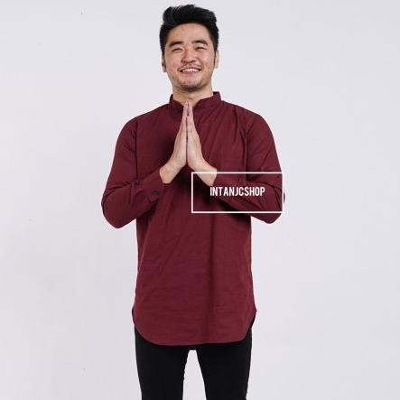 Kemeja Kurta Pria Baju Cowok Koko Hitam Putih Merah Maroon Navy Xxl Kerropic