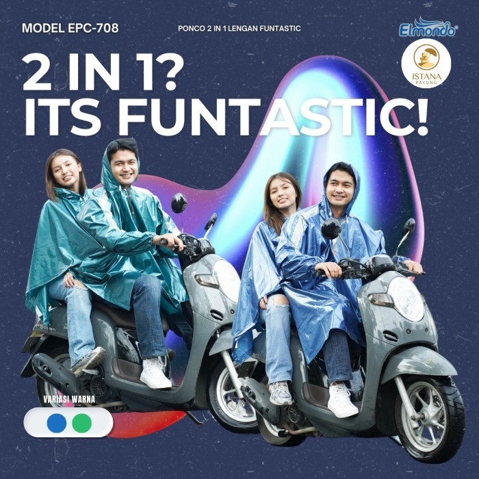 JAS HUJAN PONCHO DUA KEPALA ELMONDO 2 in 1 FUNTASTIC 708
