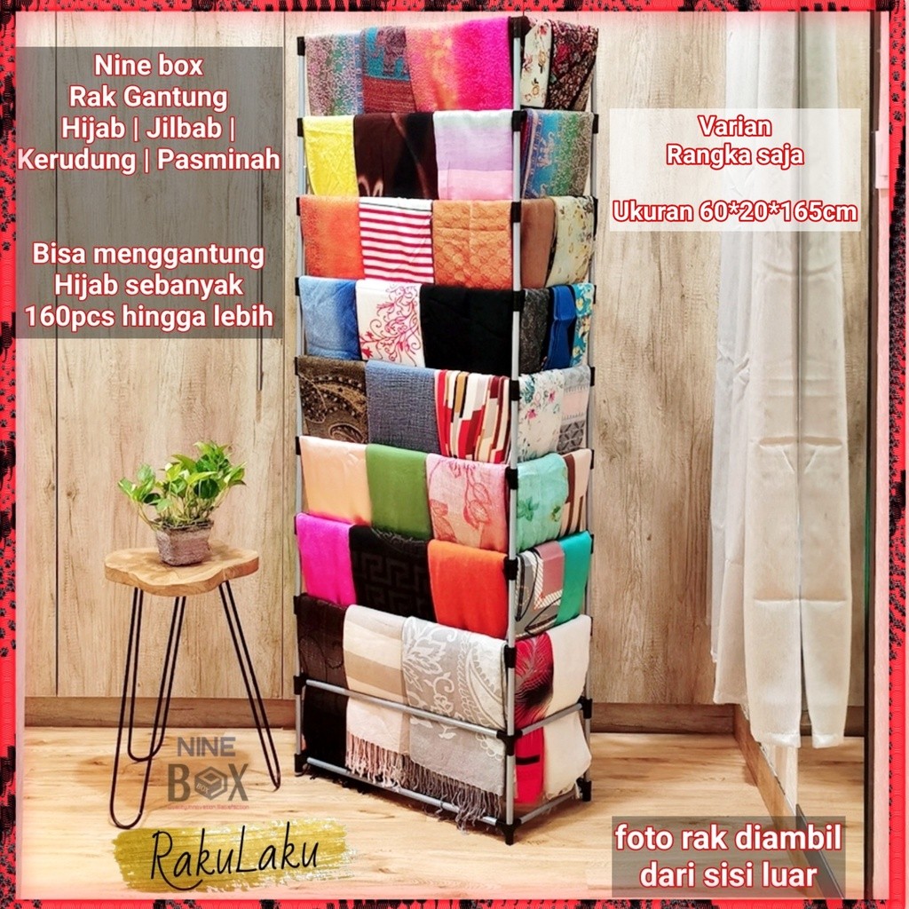 Disc Nine Box Lemari Hijab Rangka Besi Pakai Cover Plastik/Rak Hijab Dengan Cover Plastik Anti Debu