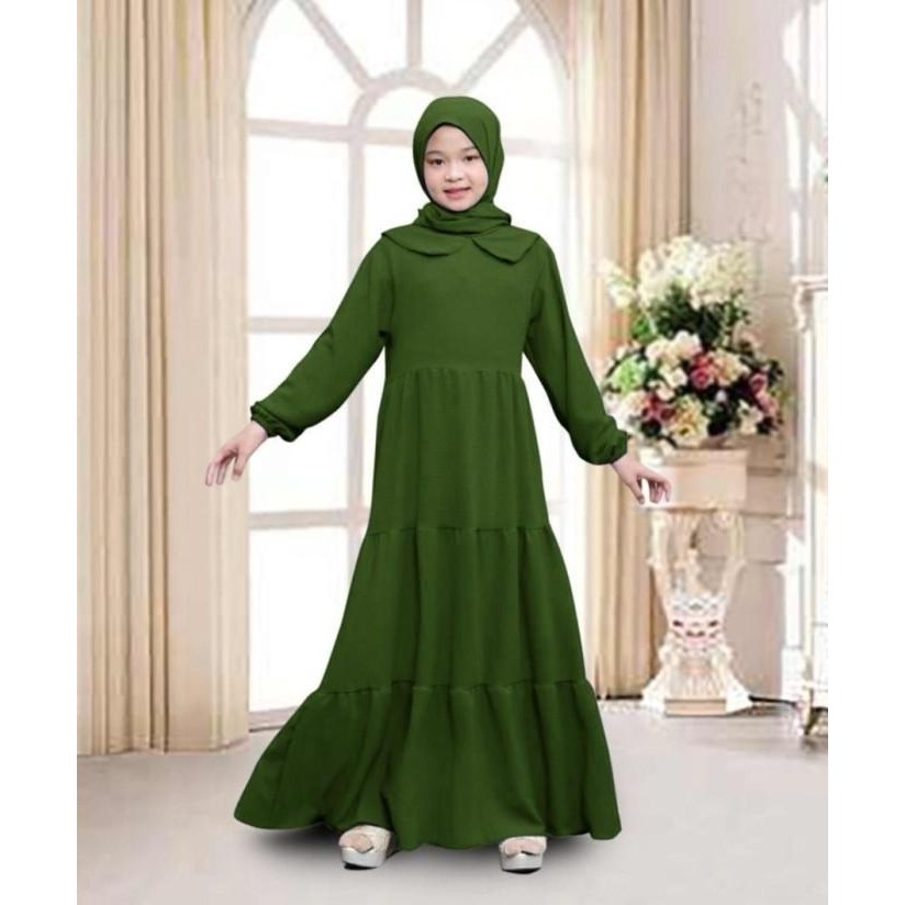 BAJU GAMIS ANAK PEREMPUAN UMUR 12 - 14 TAHUN REMAJA SYARI POLOS CHACA Terlaris