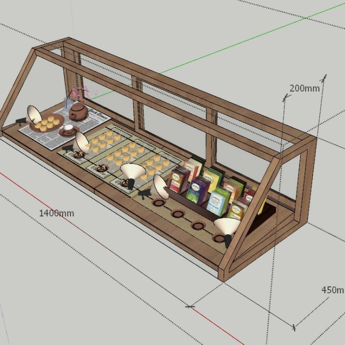 etalase kayu kaca jualan warung kopi food display kue roti donut cafe