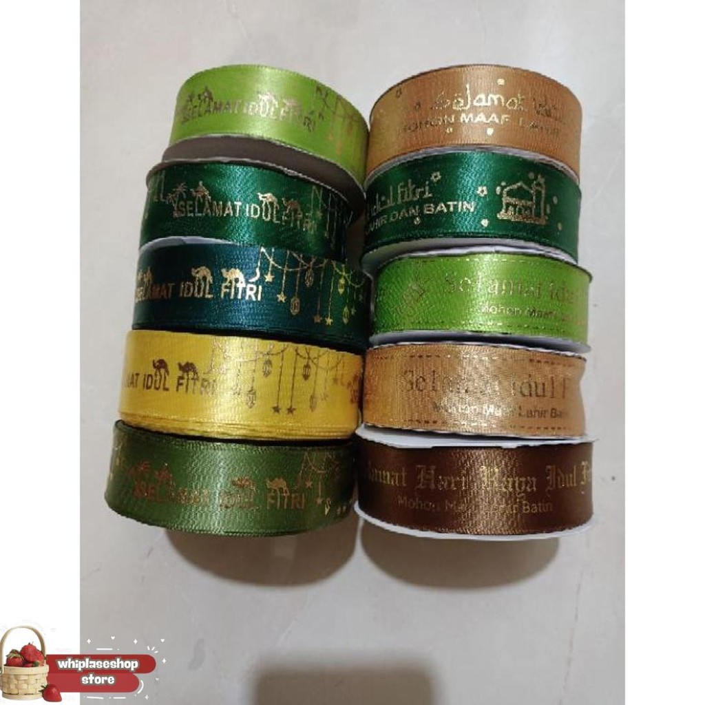 

Pita Hias Lebaran Idul Fitri Satin Sablon Idul Fitri Hiasan Parcel Hampers 2 /2.5 Cm Rol Kilat