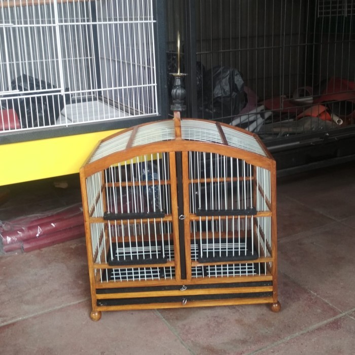 Kandang burung sekat kayu jati jari jari fiber P 35 mx21cmx33m